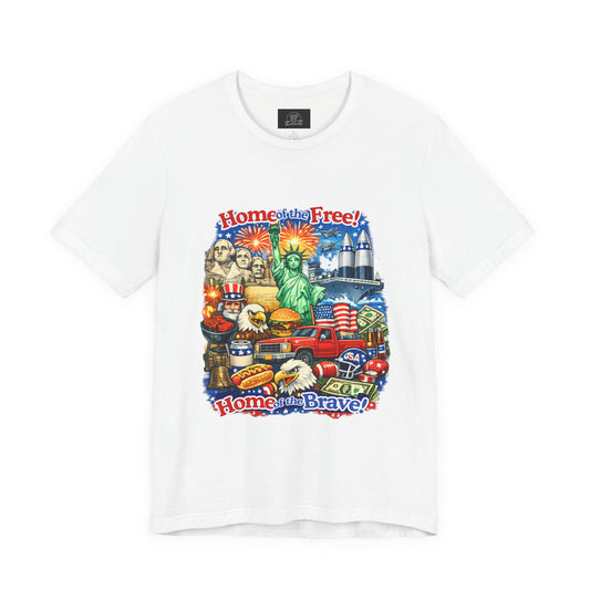 Home of the Free Home of the Brave Tee | Patriotic USA Flag Statuescape
