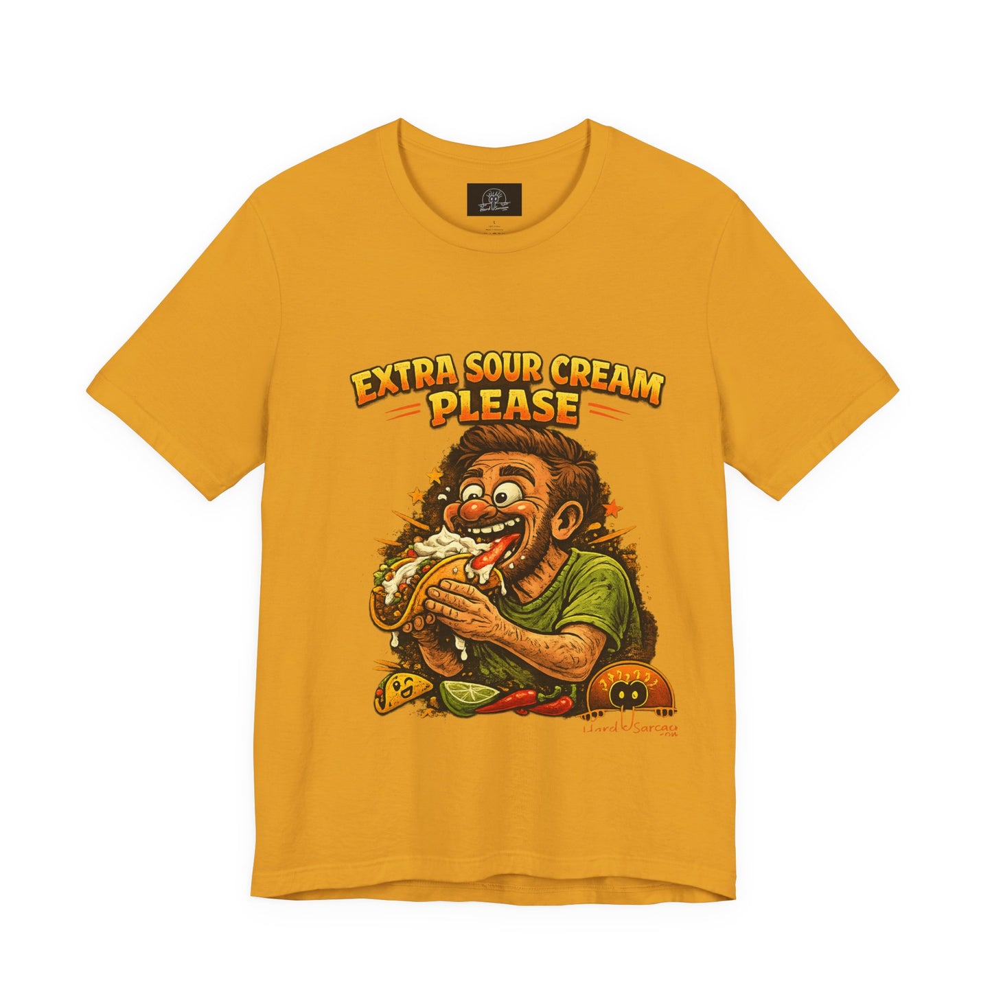 Extra Sour Cream Please T-Shirt | Cartoon Taco Eater Illustration Adult humor