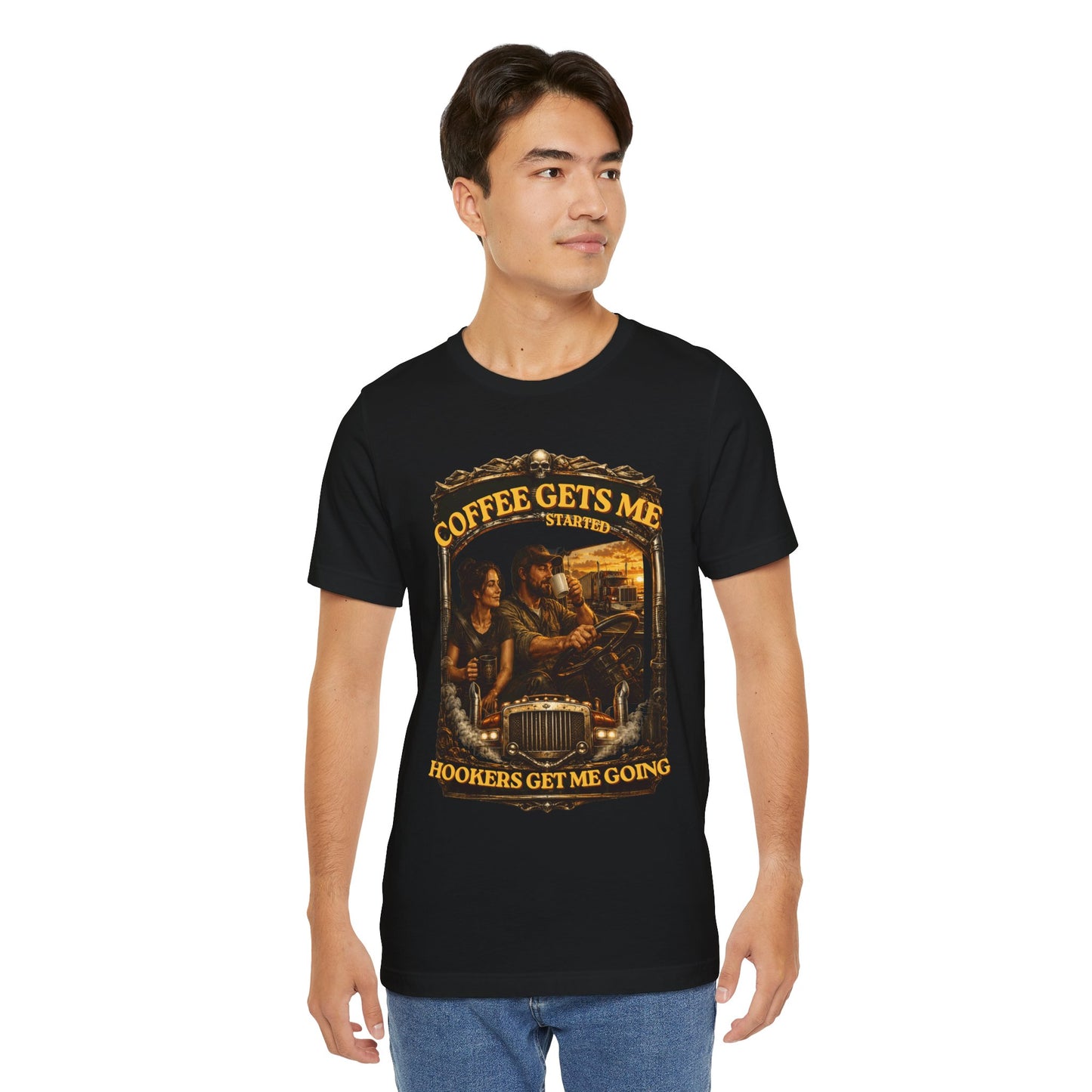 Mature Shirt | Coffee Gets Me Going Tee — Vintage Coffee Lovers Graphic T Shirt