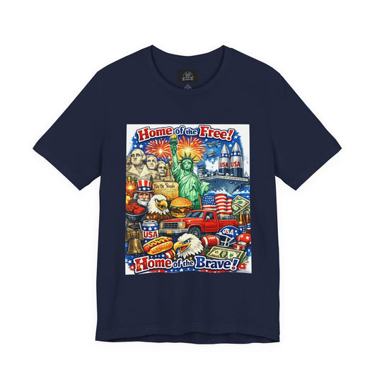 Home of the Free Home of the Brave Tee | Patriotic USA Flag Statuescape