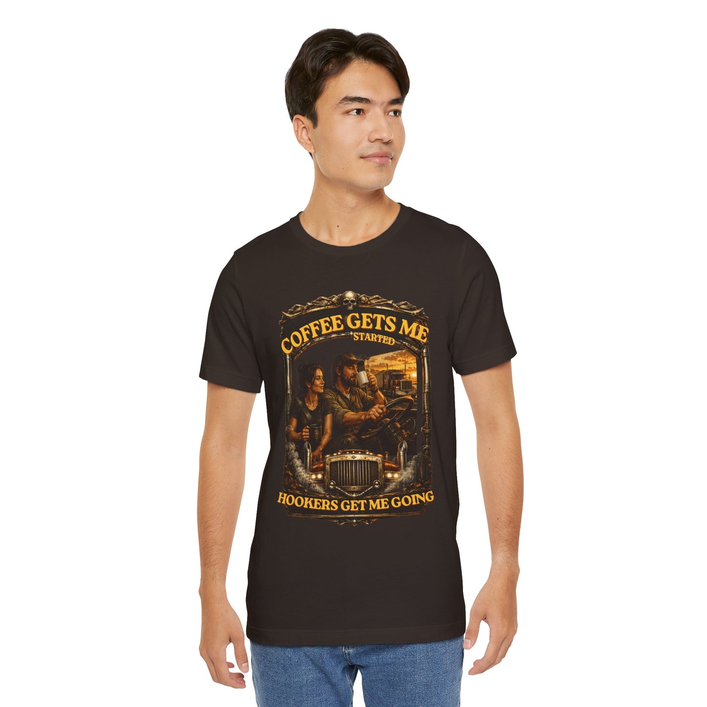 Mature Shirt | Coffee Gets Me Going Tee — Vintage Coffee Lovers Graphic T Shirt
