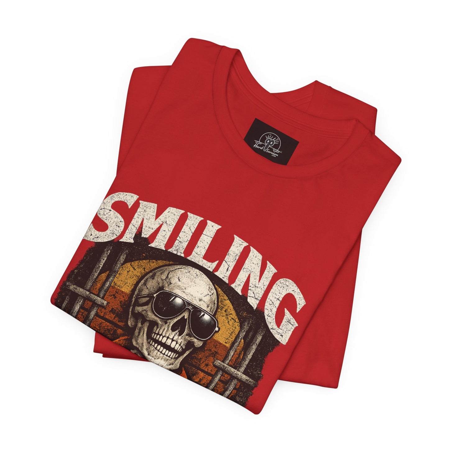 Smiling to Avoid Jail Time | Funny Skeleton Shirt  with sunglasses | Sarcastic Adult Humor Graphic