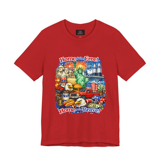 Home of the Free Home of the Brave Tee | Patriotic USA Flag Statuescape