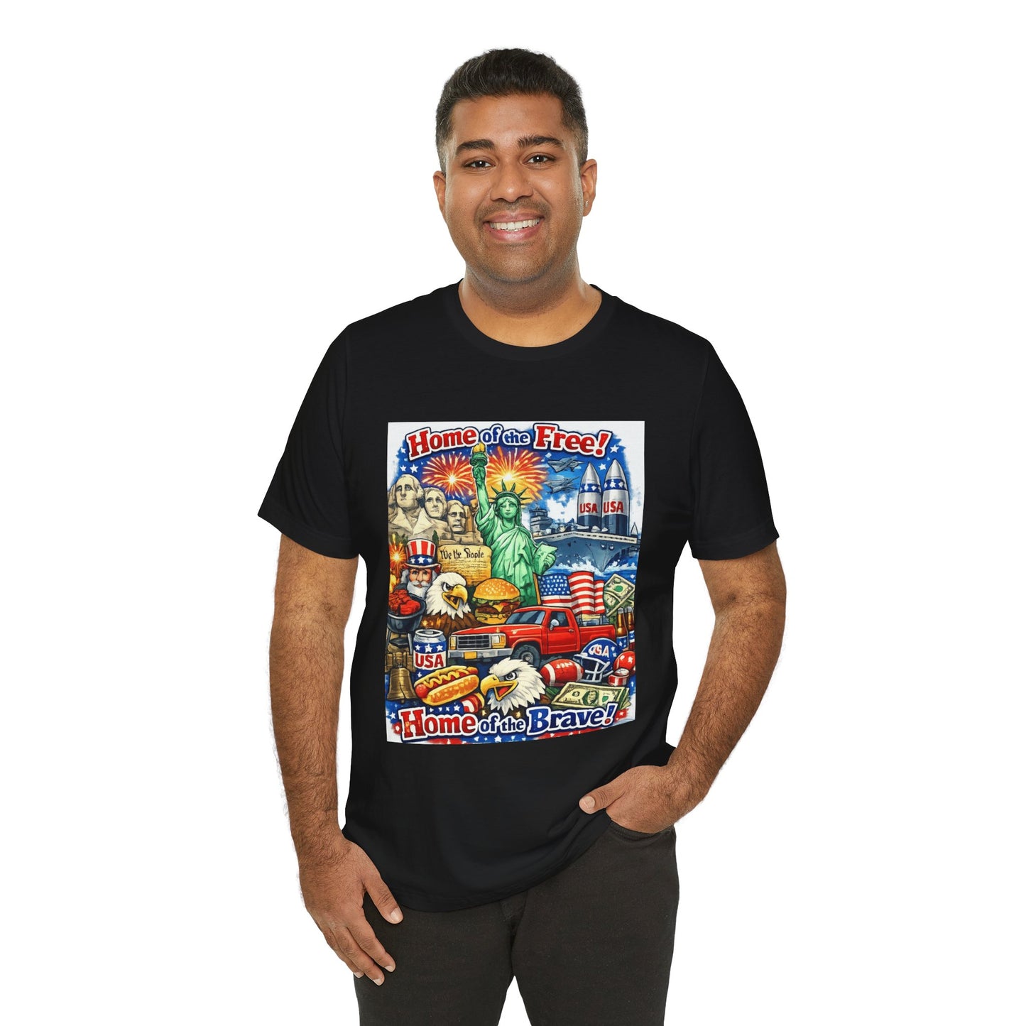 Home of the Free Home of the Brave Tee | Patriotic USA Flag Statuescape