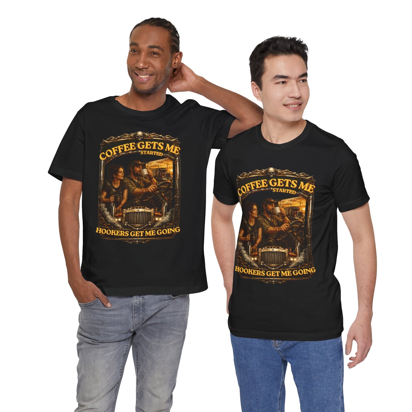 Mature Shirt | Coffee Gets Me Going Tee — Vintage Coffee Lovers Graphic T Shirt