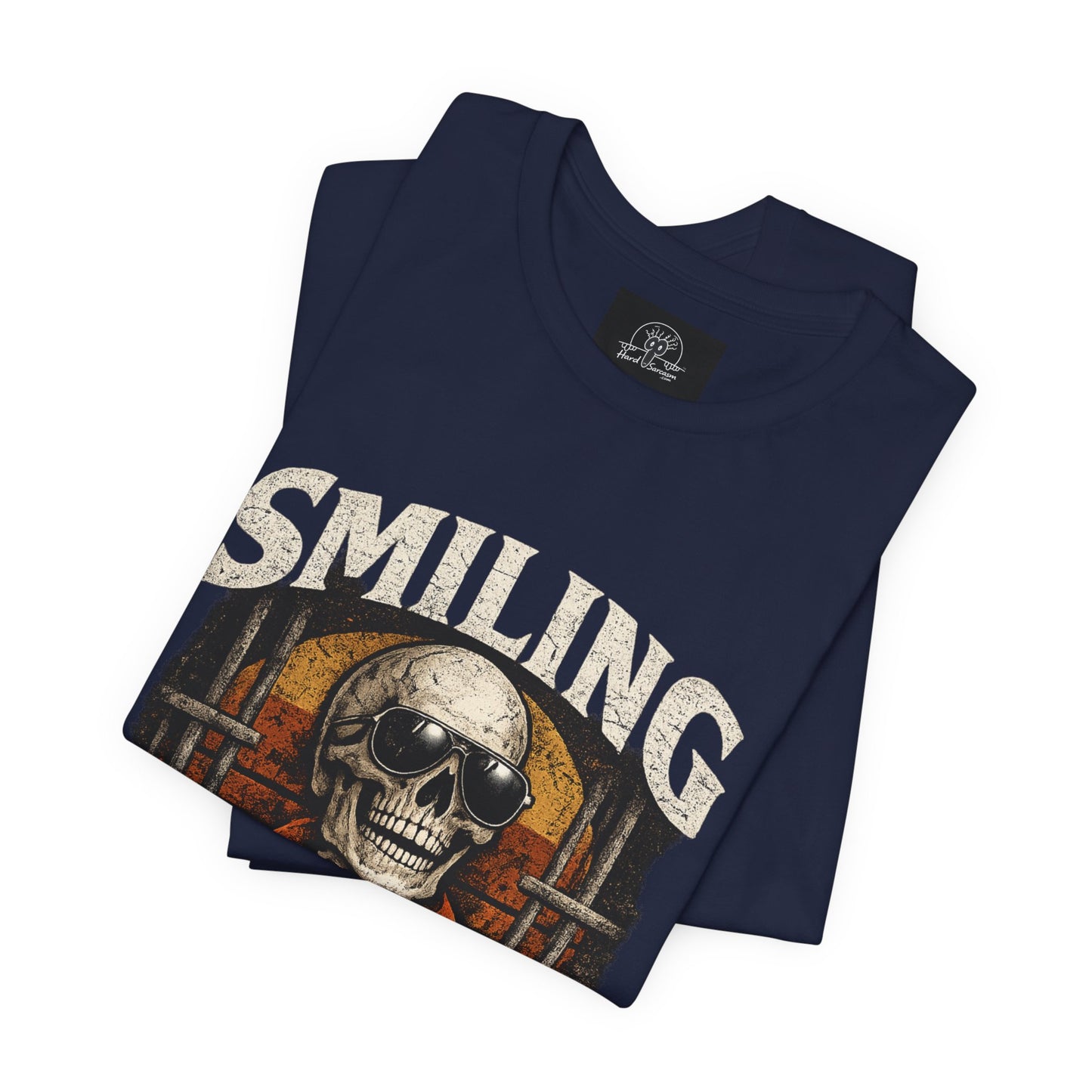 Smiling to Avoid Jail Time | Funny Skeleton Shirt  with sunglasses | Sarcastic Adult Humor Graphic