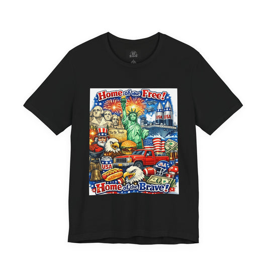 Home of the Free Home of the Brave Tee | Patriotic USA Flag Statuescape