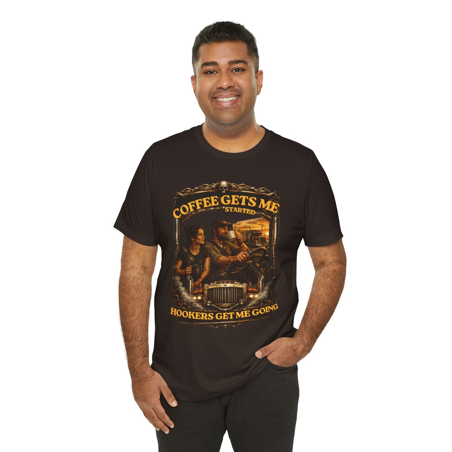 Mature Shirt | Coffee Gets Me Going Tee — Vintage Coffee Lovers Graphic T Shirt