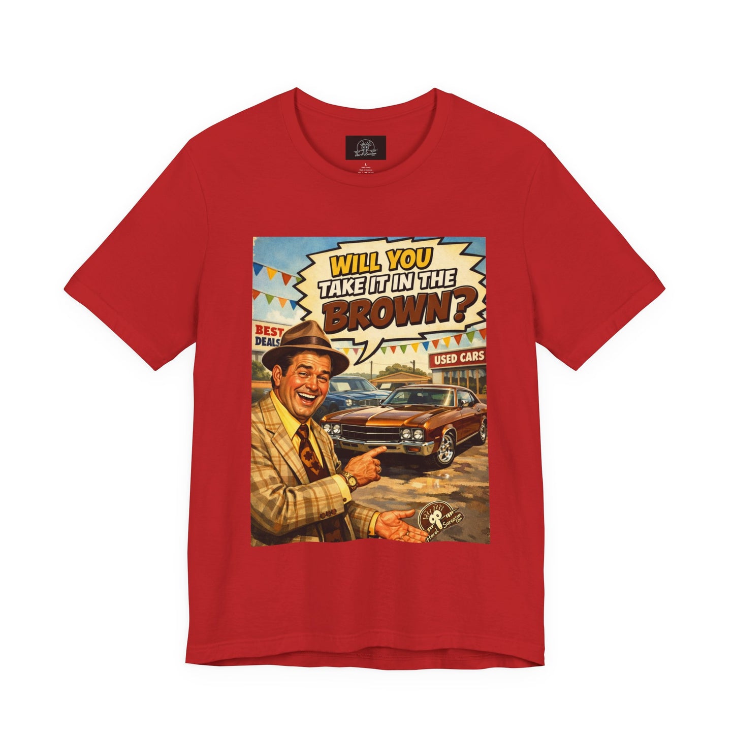 Will You Take It in the Brown? vintage car salesman tee | retro comic graphic shirt | Double Meaning Shirt | Adult Humor