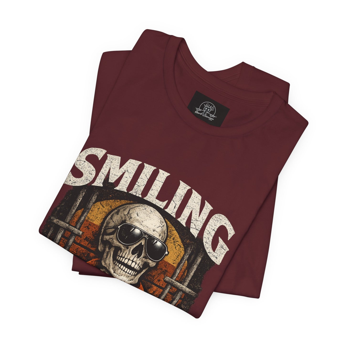 Smiling to Avoid Jail Time | Funny Skeleton Shirt  with sunglasses | Sarcastic Adult Humor Graphic