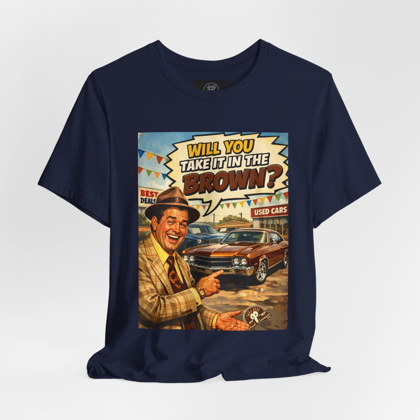 Will You Take It in the Brown? vintage car salesman tee | retro comic graphic shirt | Double Meaning Shirt | Adult Humor
