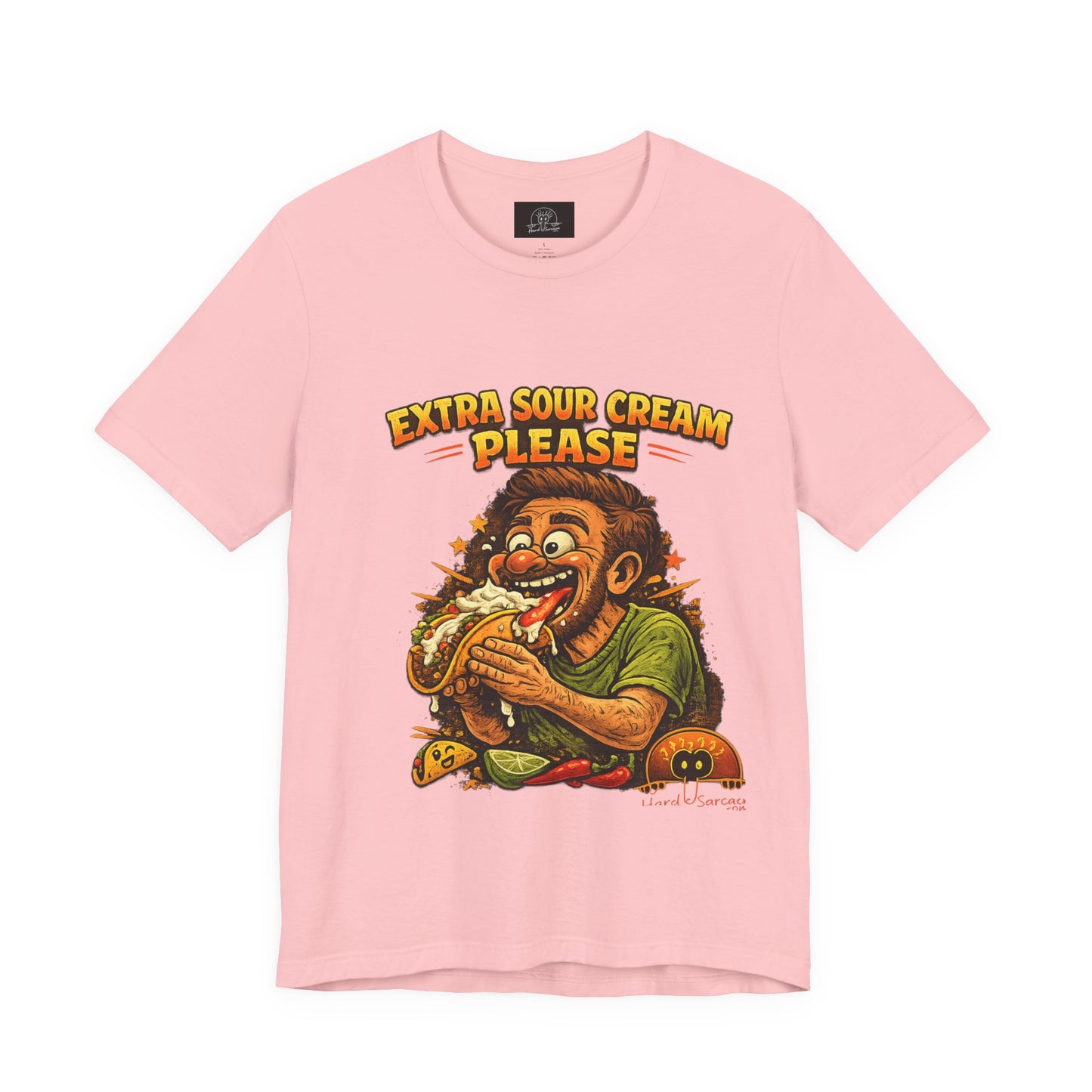 Extra Sour Cream Please T-Shirt | Cartoon Taco Eater Illustration Adult humor