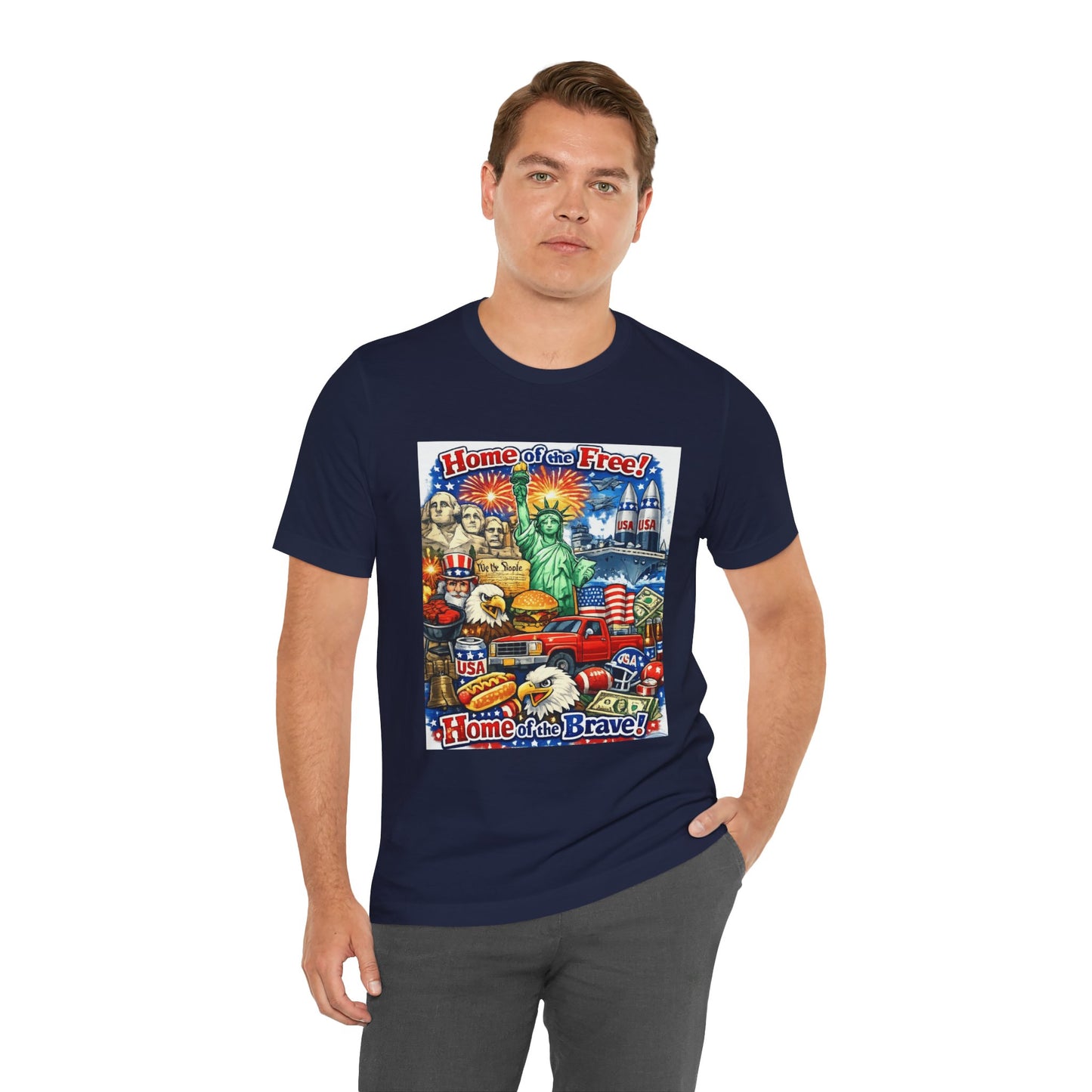 Home of the Free Home of the Brave Tee | Patriotic USA Flag Statuescape