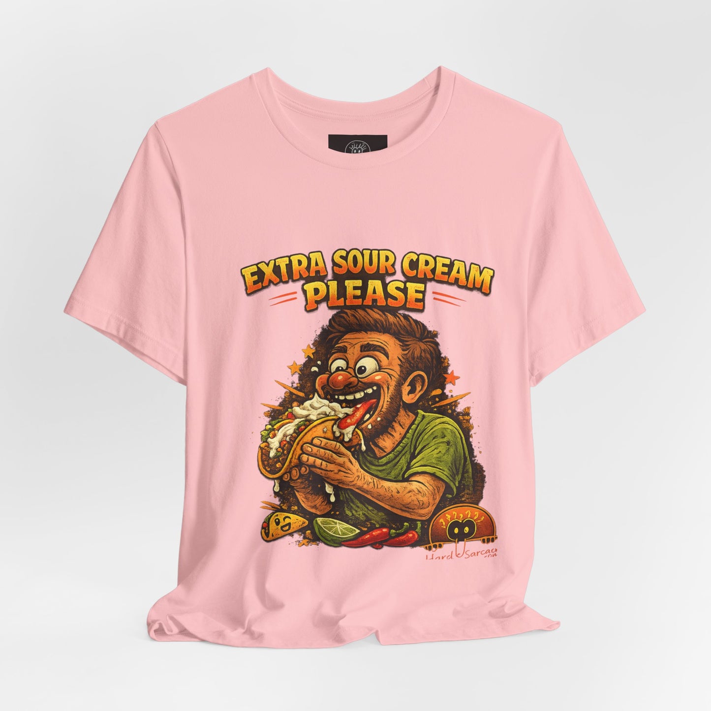 Extra Sour Cream Please T-Shirt | Cartoon Taco Eater Illustration Adult humor