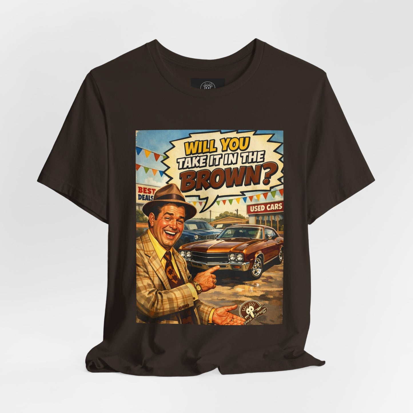 Will You Take It in the Brown? vintage car salesman tee | retro comic graphic shirt | Double Meaning Shirt | Adult Humor
