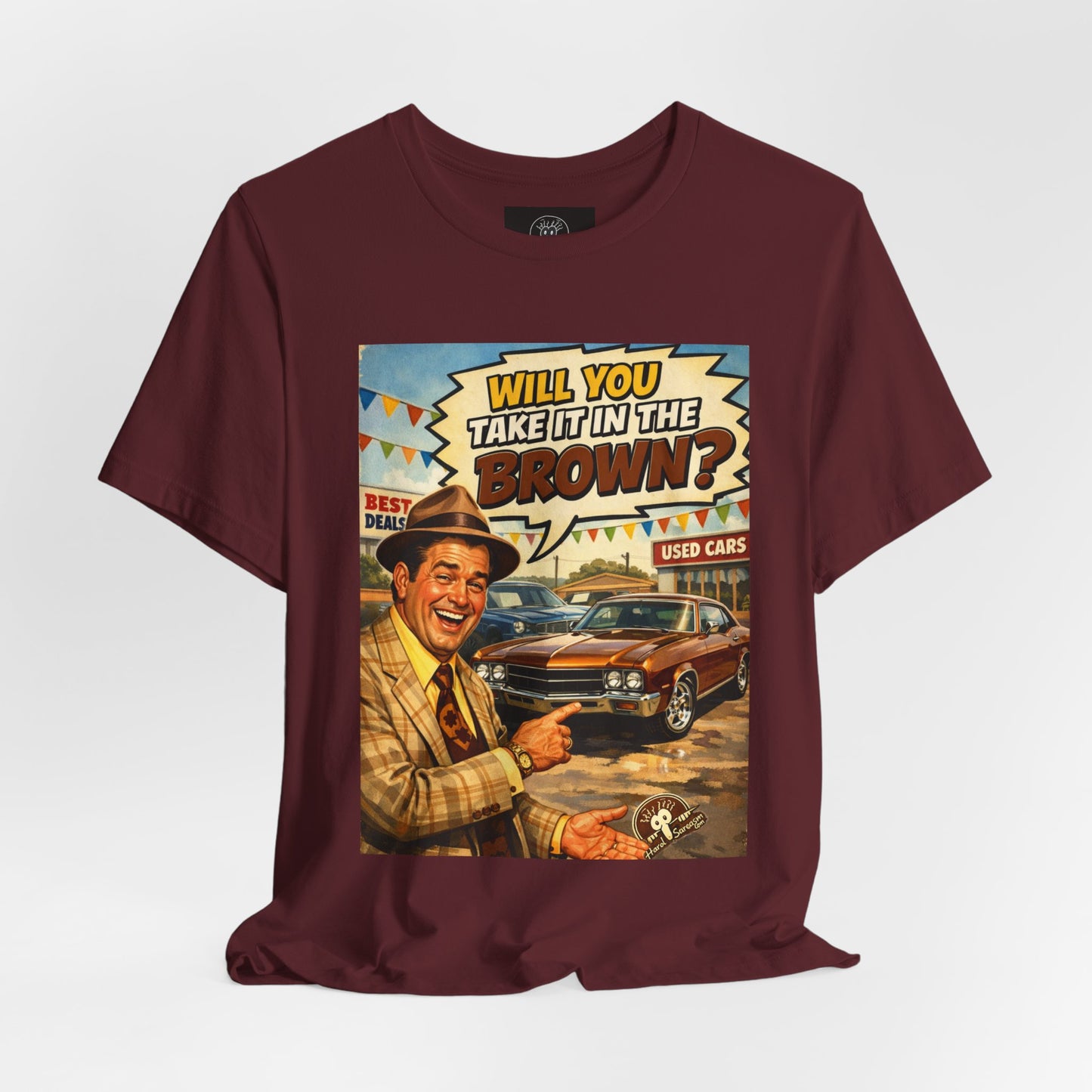 Will You Take It in the Brown? vintage car salesman tee | retro comic graphic shirt | Double Meaning Shirt | Adult Humor