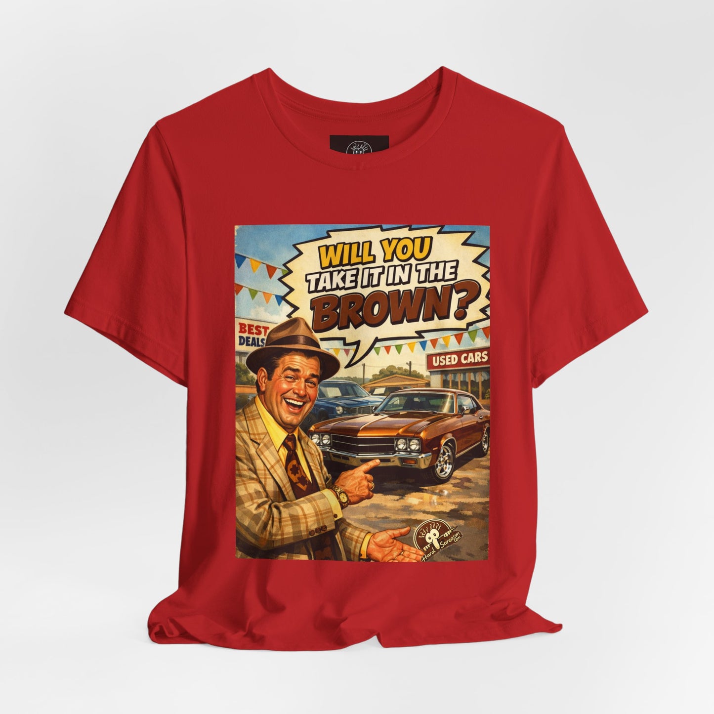 Will You Take It in the Brown? vintage car salesman tee | retro comic graphic shirt | Double Meaning Shirt | Adult Humor